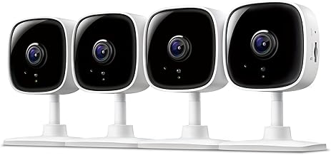 Tapo by TP-Link 1080P Cámara de seguridad para interior, detección de movimiento, audio de 2 vías y sirena, visión nocturna, almacenamiento en nube y tarjeta SD, para Alexa y Google Home (4 unidades)