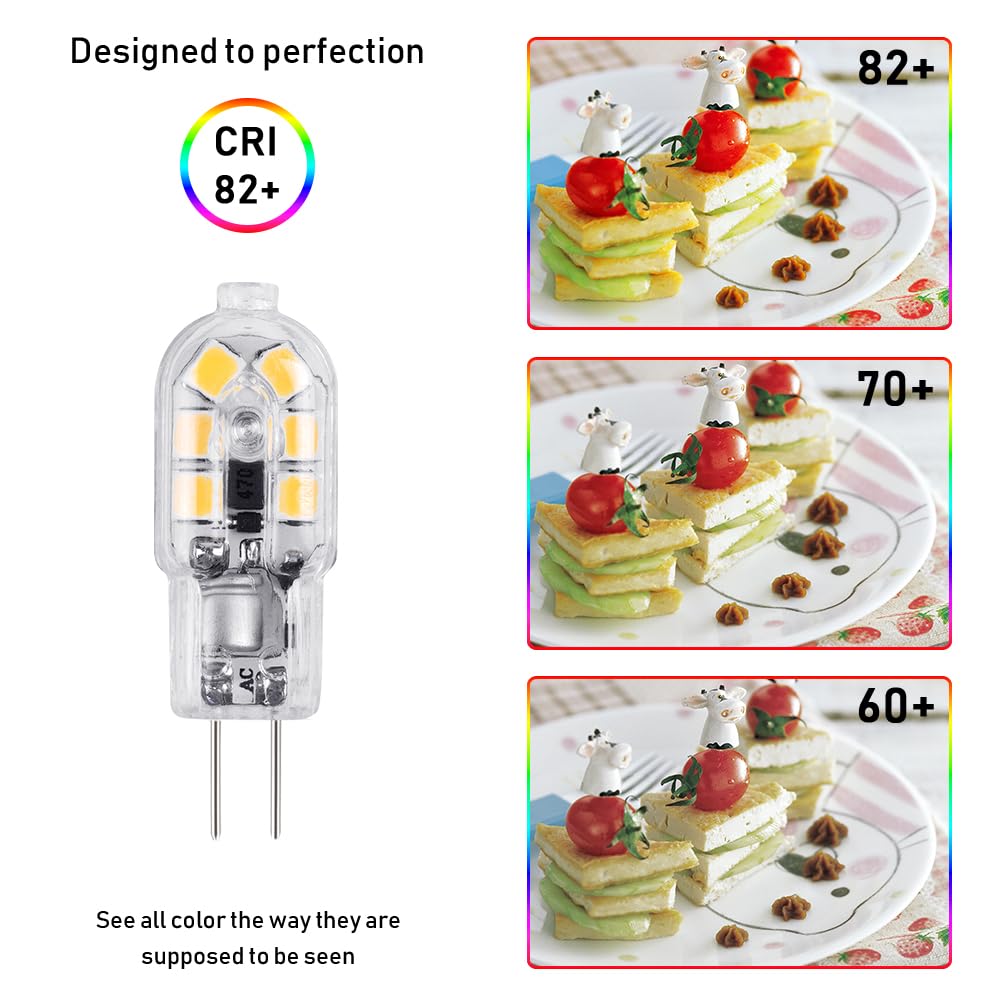 Vicloon G4 LED-lamp, [pak van 10] LED-lamp G4 LED-lamp transparant warm wit 2W 130lm vervanging voor 15W halogeenlampen 12V AC/DC, 3000K, 360 graden stralingshoek gloeilamp