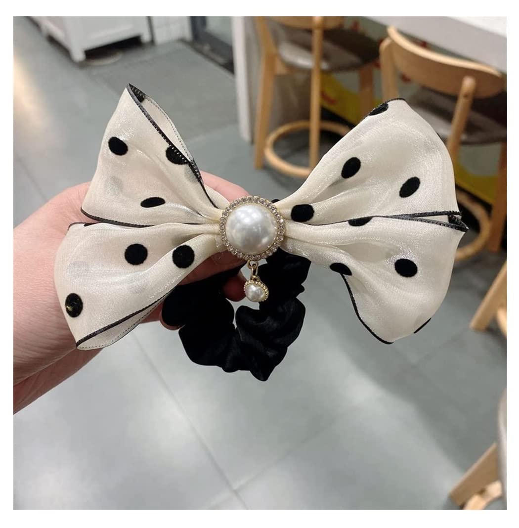 RUVOO Scrunchies per Capelli Elastici per Capelli Anello per Capelli con Nodo A Fiocco Testa A Pois Gioielli Testa per Capelli Corda per Capelli Anello per Capelli A Spirale Elastico per Capelli
