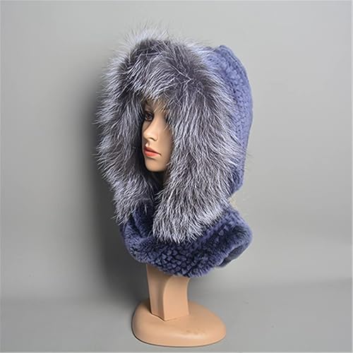 Hcclijo Sombrero de piel y bufanda de invierno cálidos sombreros y bufandas para mujer de punto con capucha