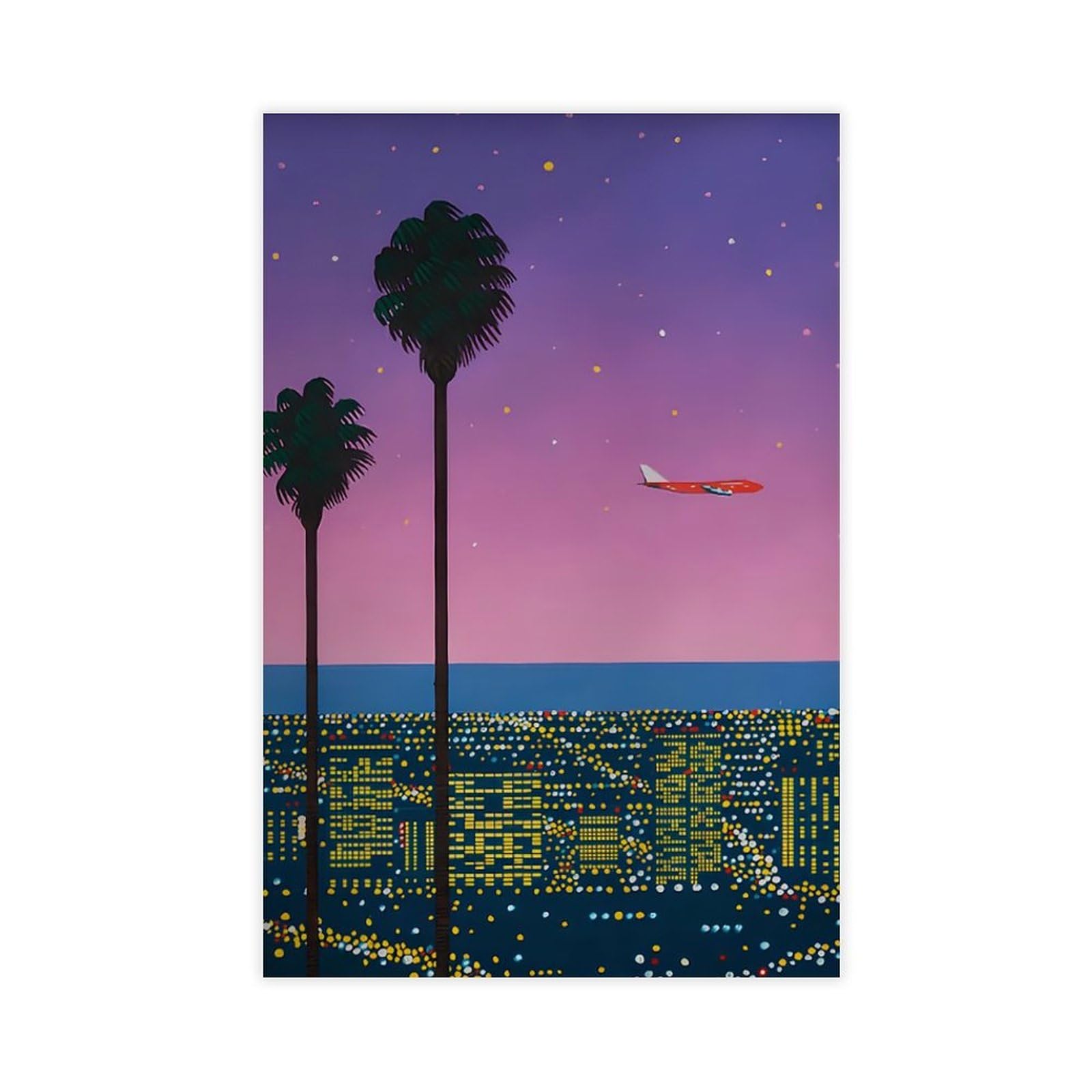 bacrhjlb Hiroshi Nagai Downtown Sunset Canvas Poster Bedroom Decor