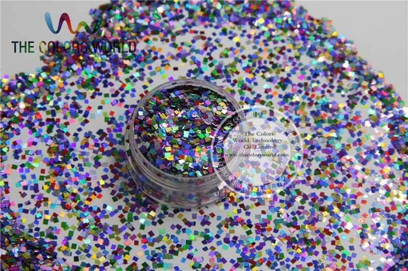QL2-80 2mm Size Mix Laser Holographic Color Glitter Square Shape Glitter for Nail Art and DIY supplies1pack=50g