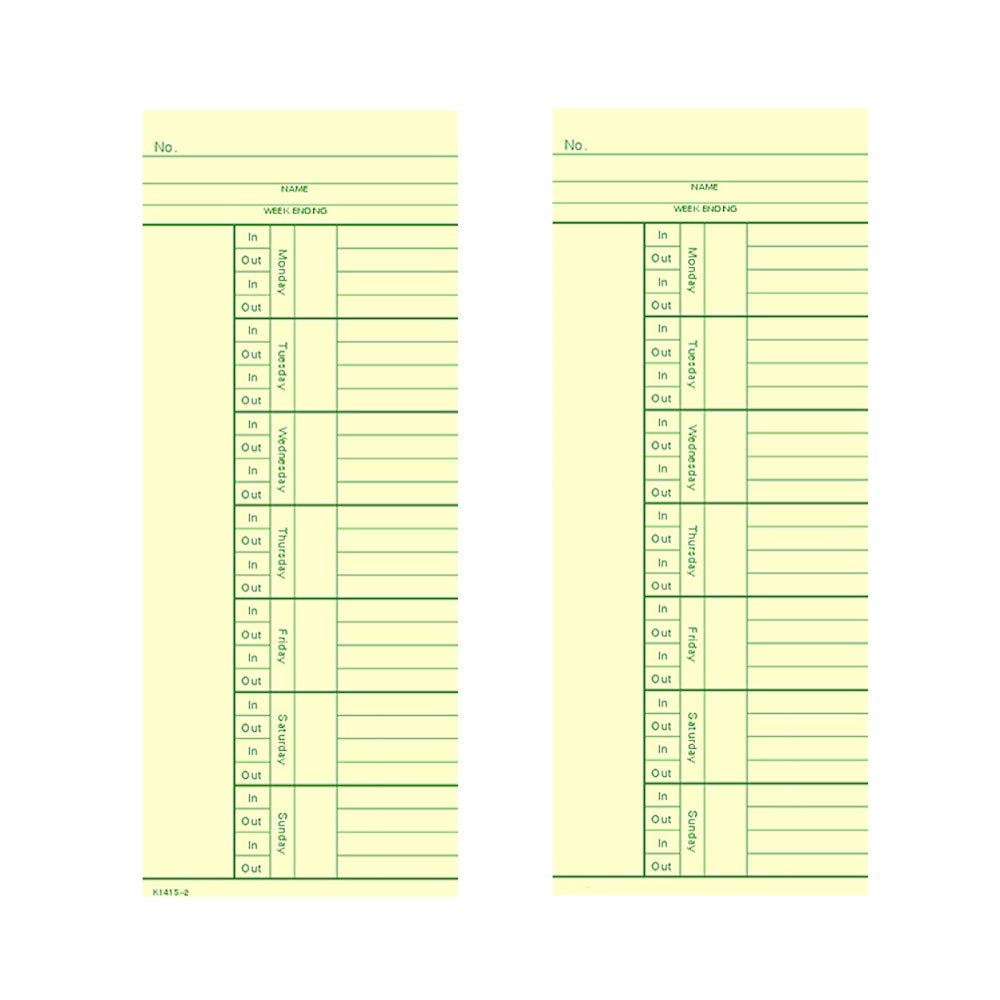Side-Feed Weekly or Bi-Weekly Time Cards for Employees, Box of 1000 Form K1415-2