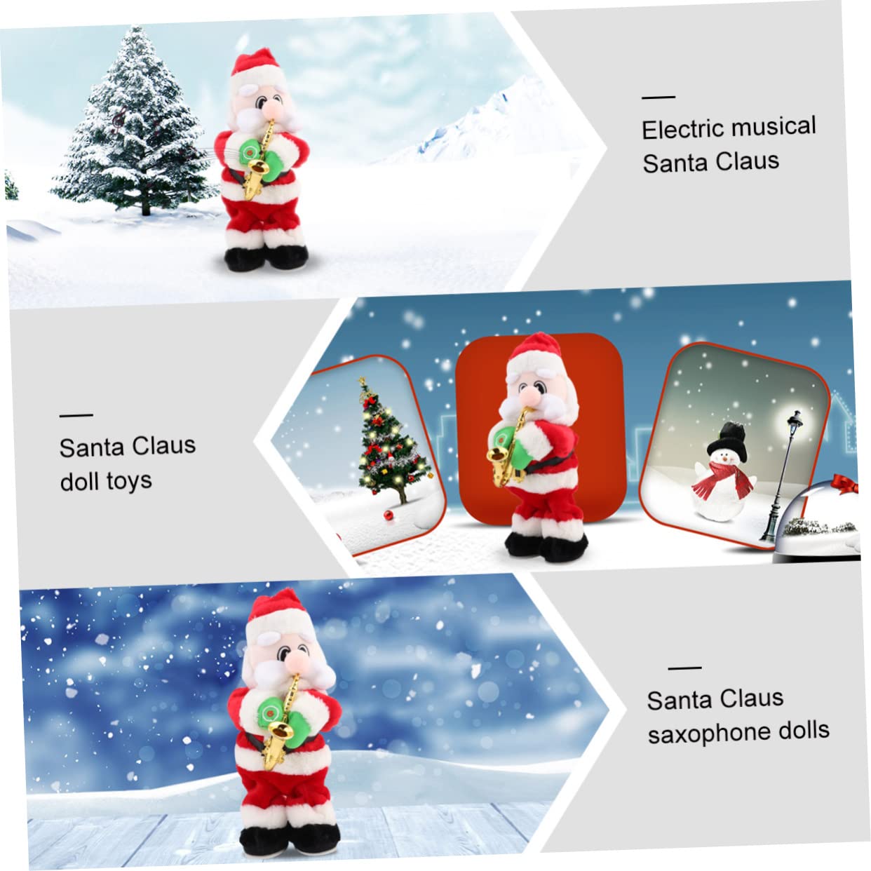 BESPORTBLE Juguete de Papá Noel Musical Saxofón Adorno Navideño para Fiesta de Navidad Muñeco Navideño de Papá Noel