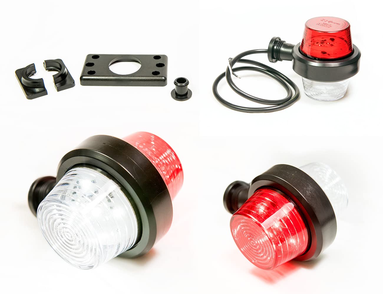 Old school Tuning Piloto intermitente suspendido 12V 24V Colores blanco y rojo para camión Remolque de coche, caravana etc. 1 pieza