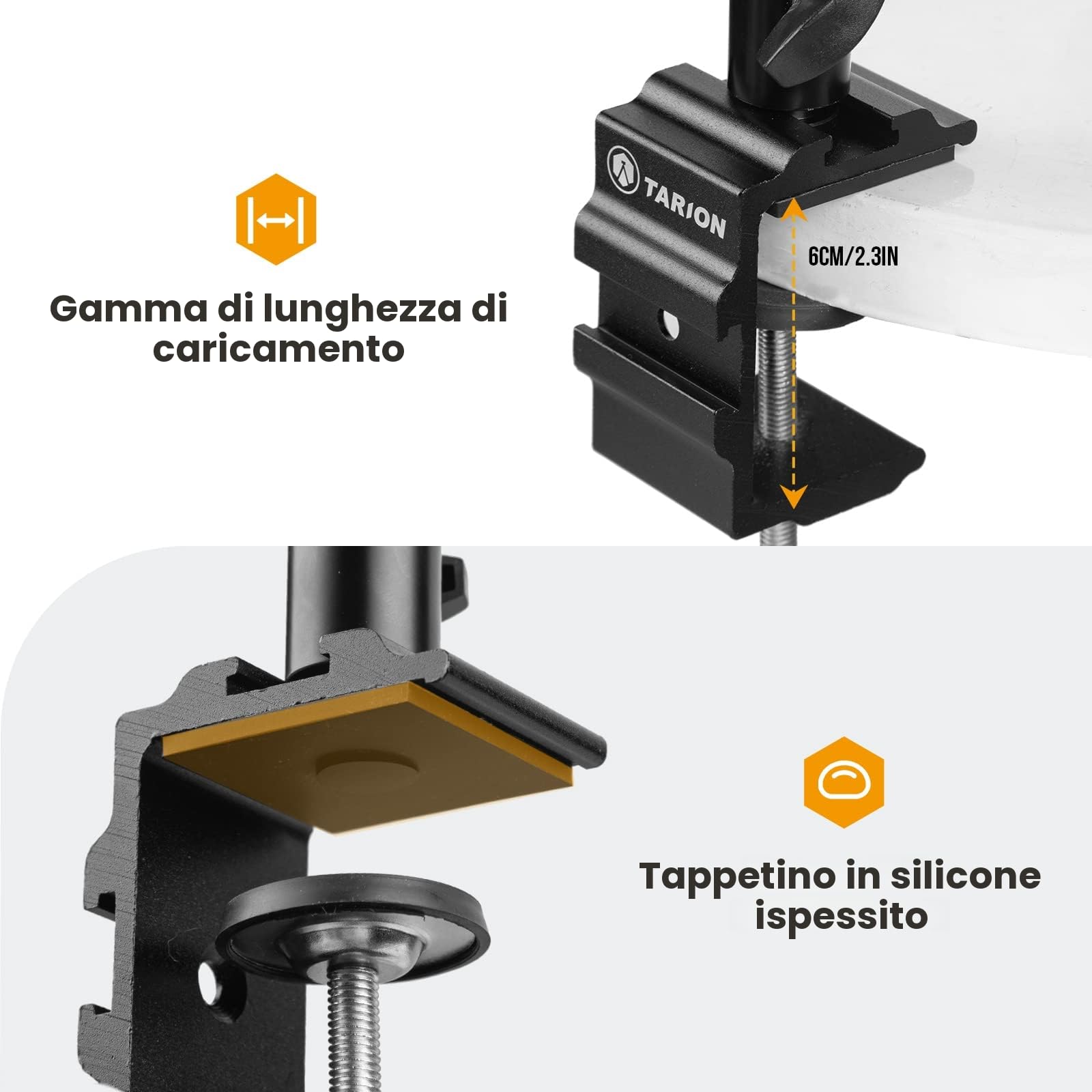 TARION Supporto per treppiede per fotocamera da scrivania Braccio articolato flessibile a 360° con vite da 3/8'' e vite da 3/8'' a 1/4'' per fotocamere DSLR Luce ad anello per proiettore TKB01