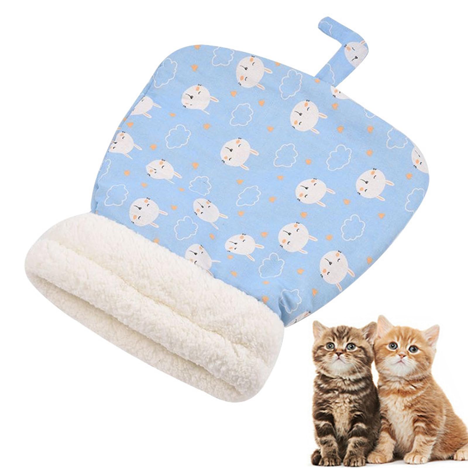 Warm Plush Thick Cat Pet Sleeping Bed, Cat Sleeping Bag for Indoor Cats, Cat Winter Sleeping Bag, Sleeping Bag for Cats (Blue)