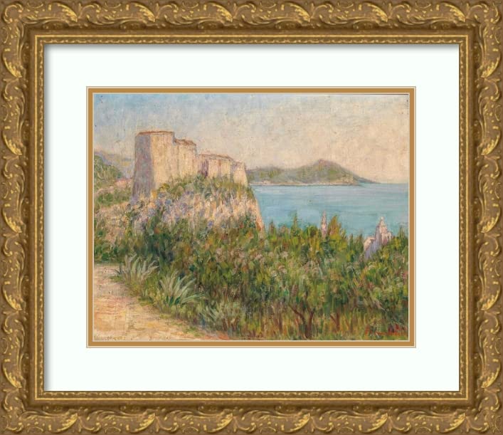 ArtDirect Flora Jaksic 18x15 Gold Ornate Frame and Double Matted Museum Art Print Titled - A View of Lovri Jenac Fortress in Dubrovnik