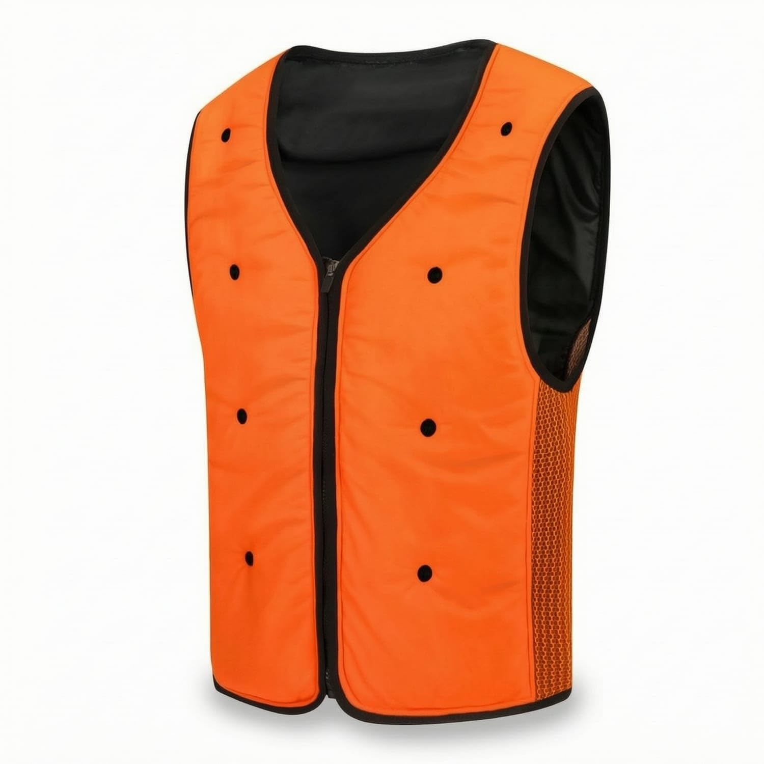 MERISHOPP Ventilated Cooling Vest with Mesh Side Panels Breathable Mesh Cooling Vest Sleeveless Workwear Quilted for Outdoor Workers, Construction Sites, Orange, L-image-45