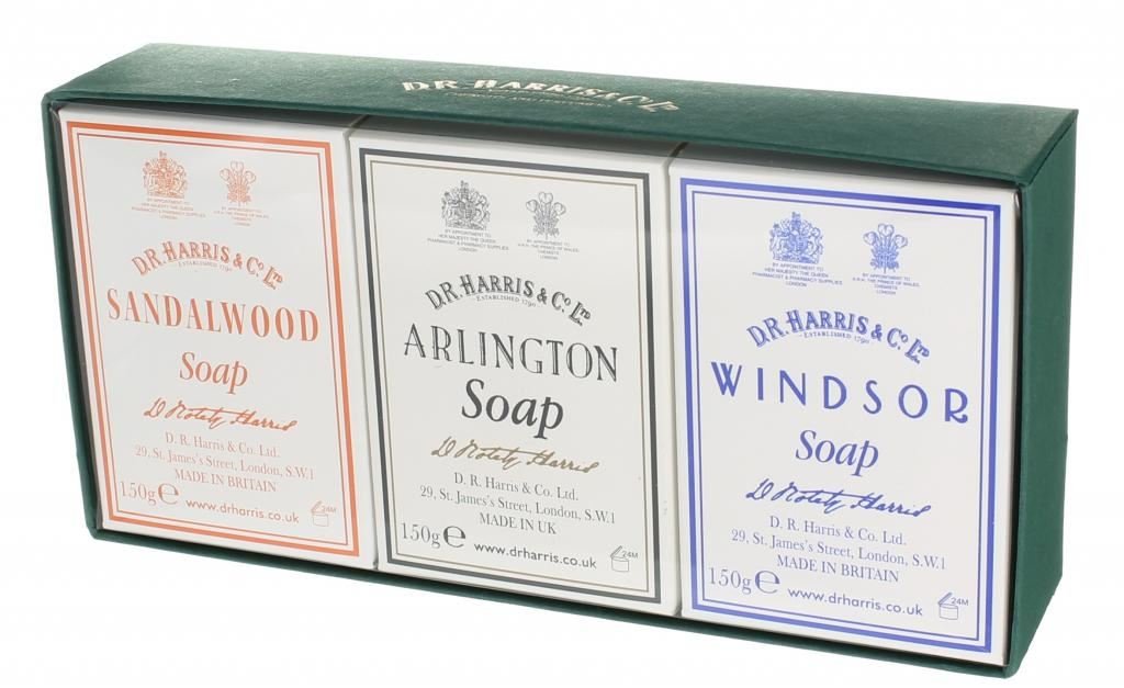 D.R.Harris & Co Sandalwood, Arlington & Windsor Bath Soap Trio 3 x 150g