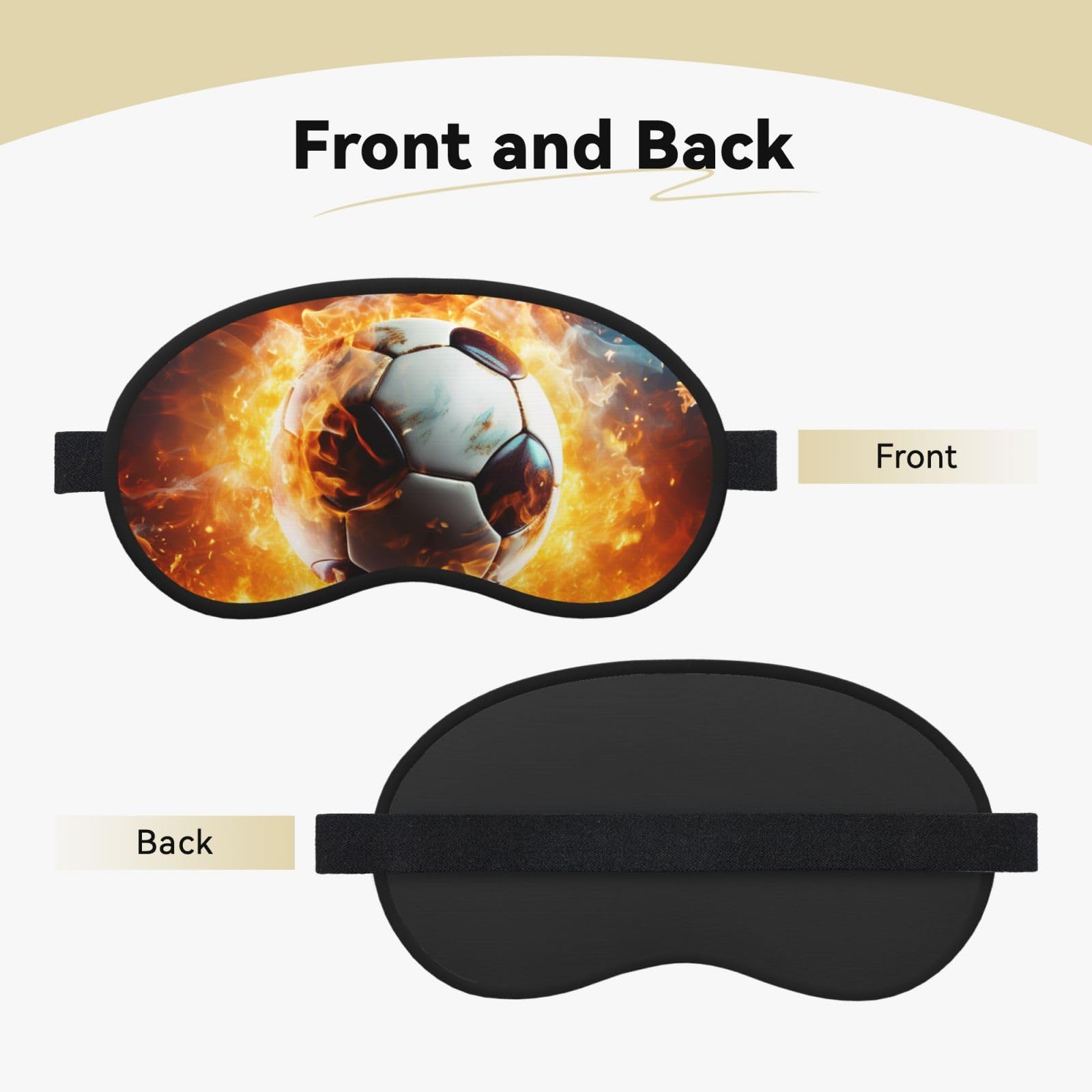 Sleep Mask for Side Sleeper Silk Sleeping Eye Masks with Elastic Strap Super Soft Eye Sleep Shade Cover Burning Soccer Ball Blackout Night Blindfold for Women Men Travel