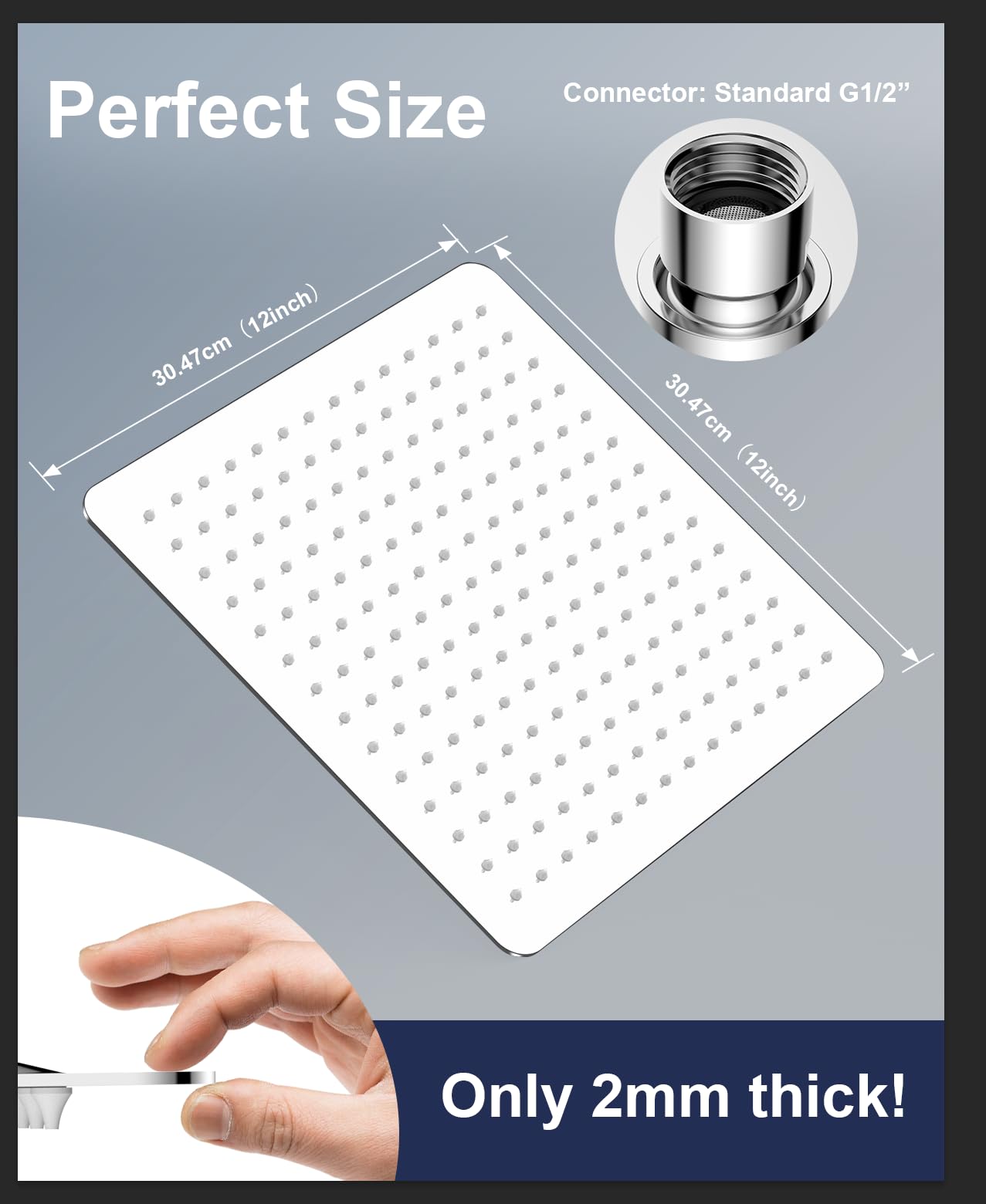 YEAUPE PRO Juego de ducha con filtro – 10 pulgadas acero inoxidable ducha lluvia y ducha de mano cromada blanca 2 filtros de repuesto, manguera de PVC de 1,6 m, soporte de altura ajustable, sistema