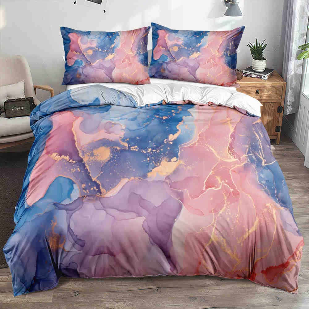 Classic 3D Marble Quilt Cover Set Bedding Sets Comforter Covers Pillowcases Duvet Cover Linens Bed Full Home Textiles