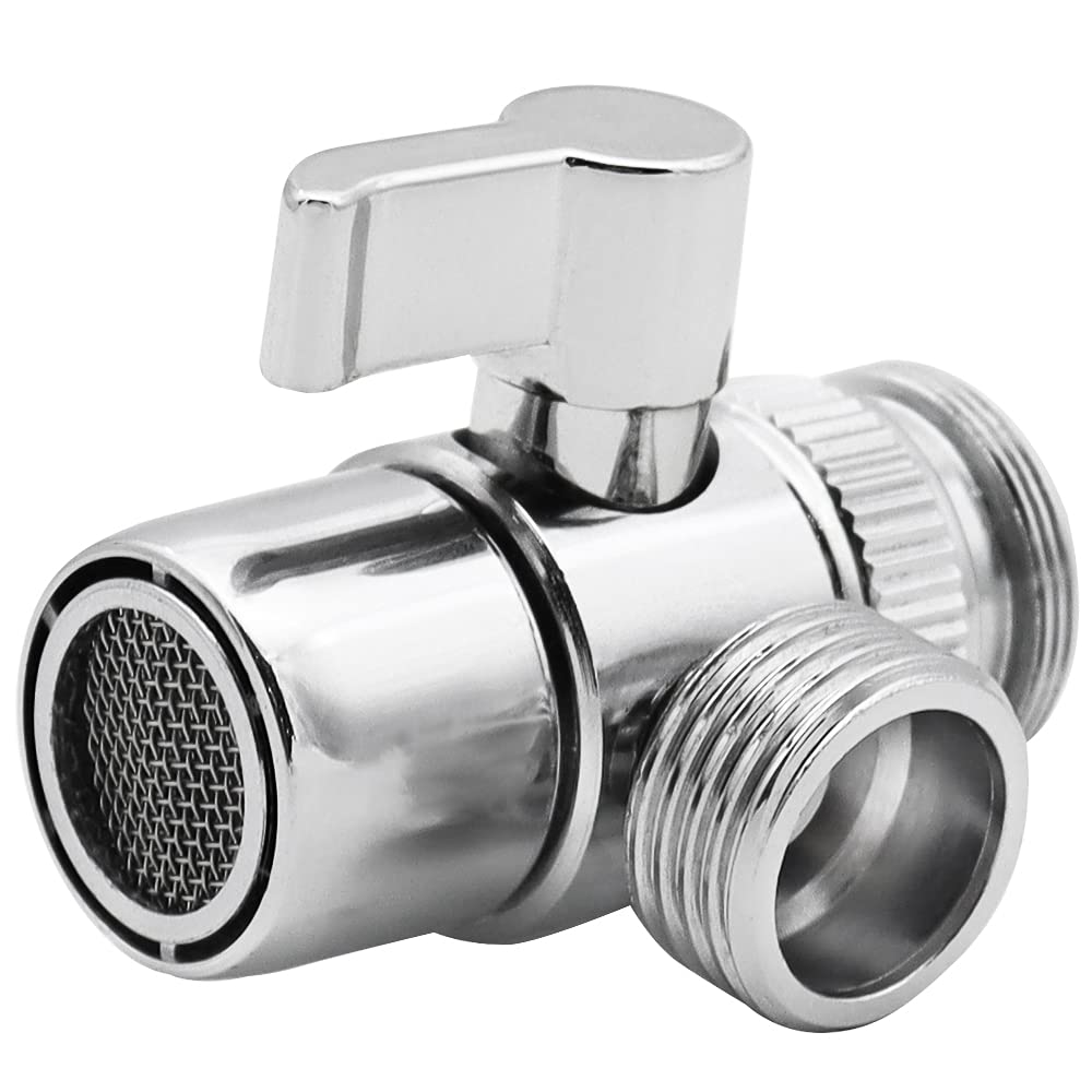 RtottiM 3-Way Shower Diverter Valve Brass Diverter Valve M22 X M24 Shower Head Adapter for Shower Arm Mounted 3 Way Sink Faucet Splitter Shower Diverter Valve for Toilet Shower Kitchen