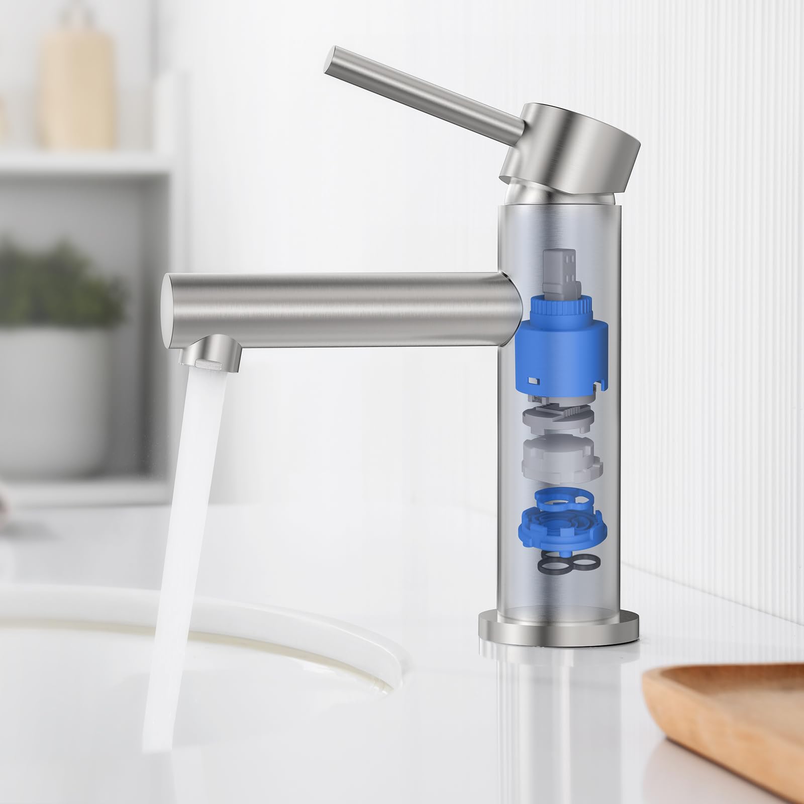 CECIPA Grifo de Lavabo Moderno Griferia Baño Caliente y Fría Grifo Lavabo Baño Acero Inoxidable Griferia Lavabo con Altura Salida de Agua 90mm