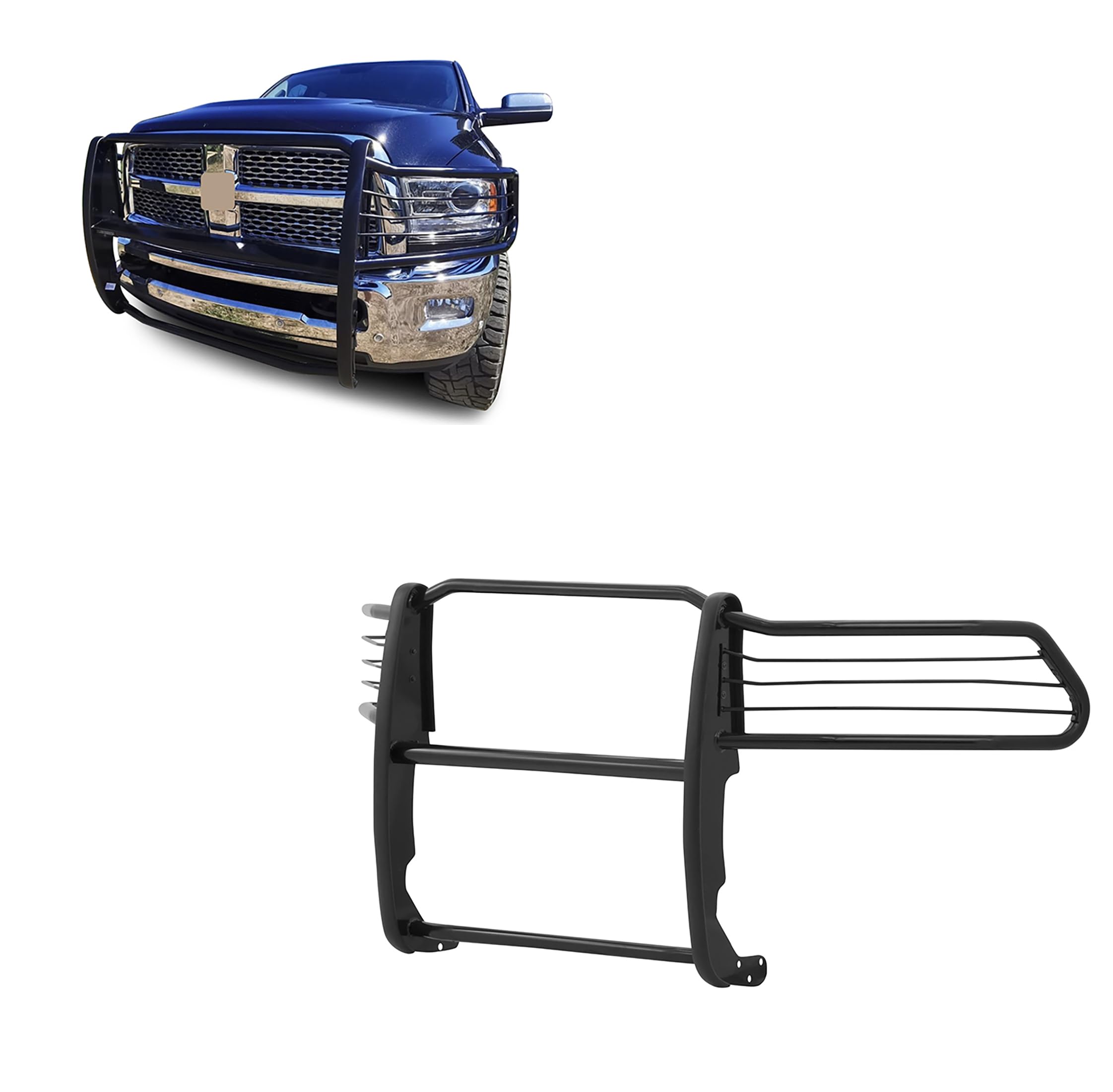 Black Horse Grille brush Bumper Guard Modular Black Compatible with 2010-2018 Ram 2500|2011-2018 Ram 3500-17DR01MA