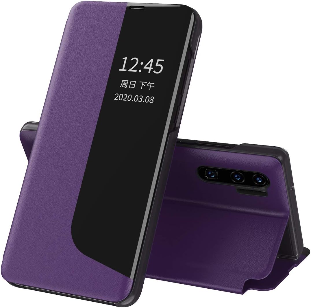 EabHulie Case for Huawei P30 Pro, Smart View Window Flip Stand Cover PU Leather Protective Case for Huawei P30 Pro Purple