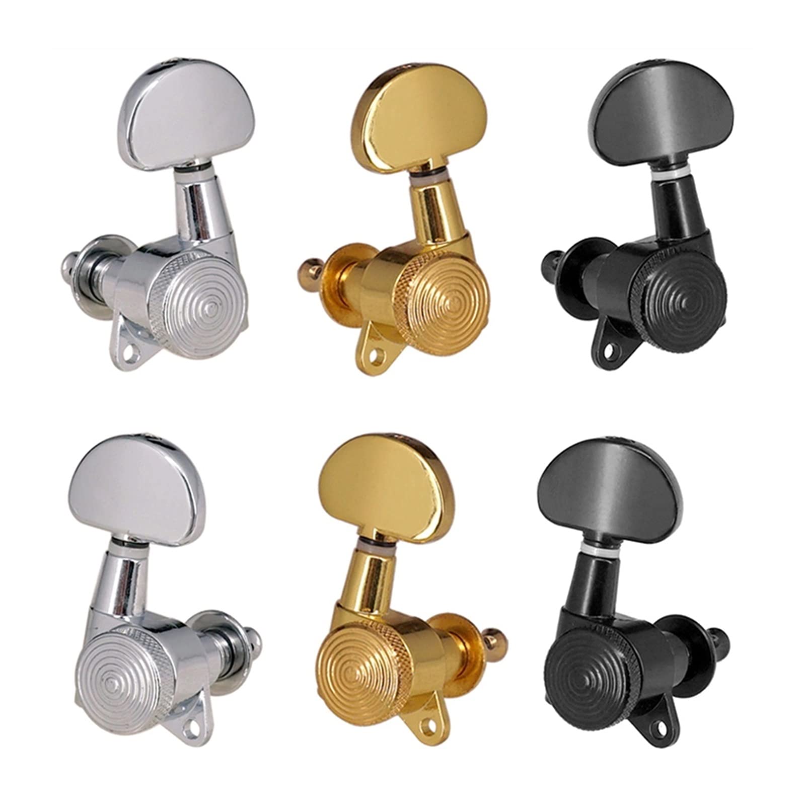 Clavijas Afinación Sintonizadores De Cuerda Bloqueados De Cromo Plateado 3R3L, Clavijas De Afinación, Cabezales De Máquina, Botón Semicírculo para Guitarra Eléctrica Acústica