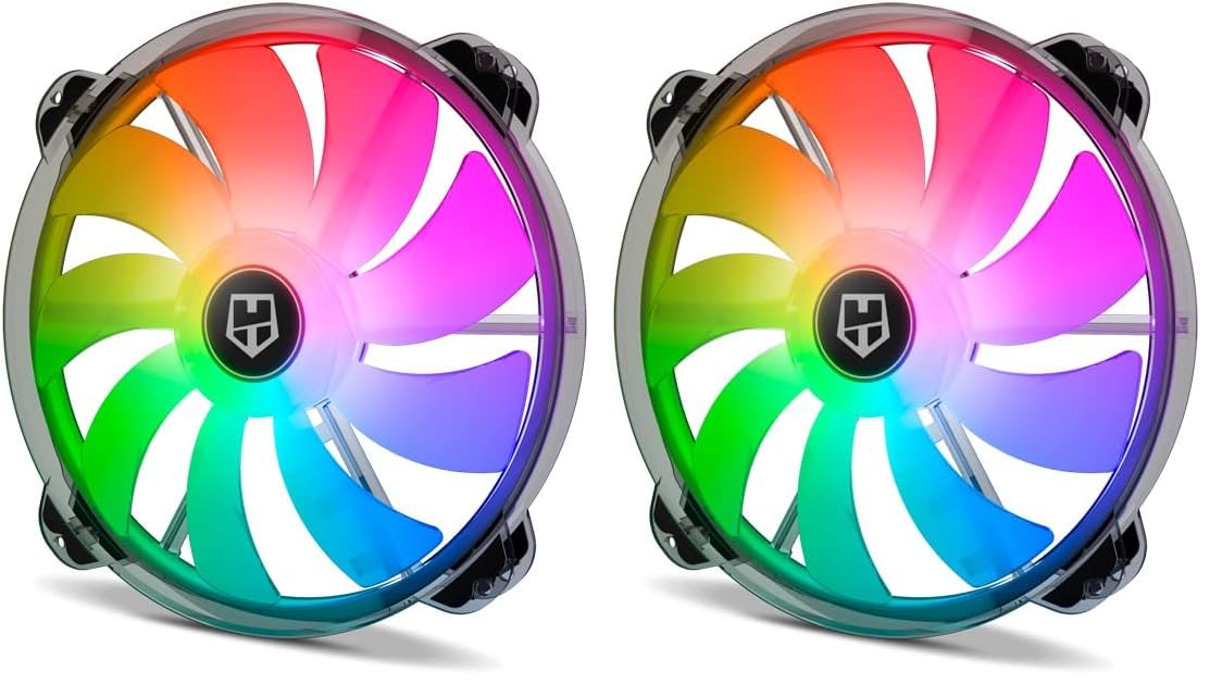 NOX XTREME PRODUCTS Hummer X200 PC Case Fan 200mm ARGB, 9 Translucent Blades, Quiet Design, Hydraulic Bearings, Rubber Mount, Black (Pack of 2)