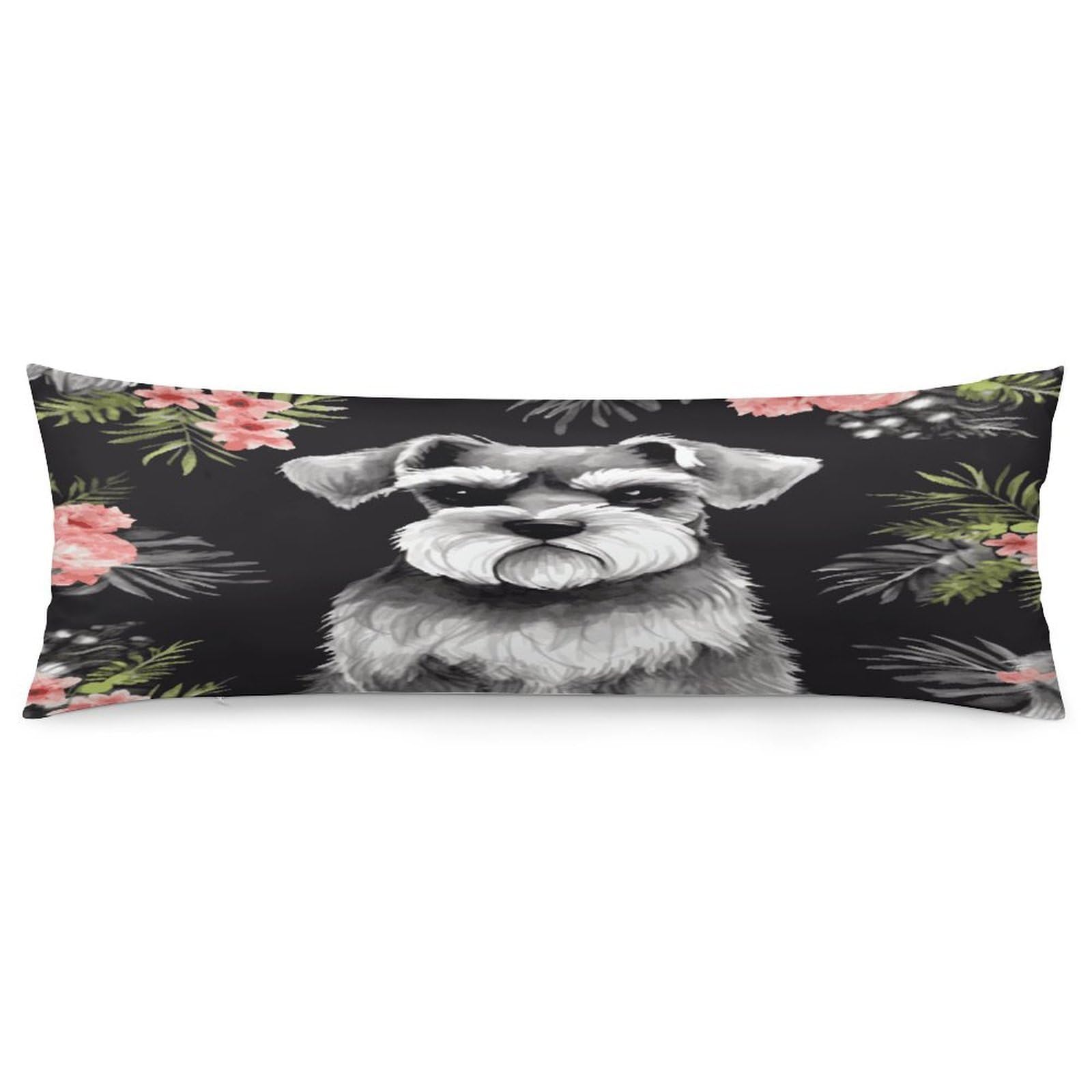 Schnauzer Pillowcase Decorative Long Body Pillow Case Soft Breathable Body Pillow Cover Modern Large Pillowcase Cute Body Pillow Pillowcases for Bedroom Couch 18.9 X 53 Inch