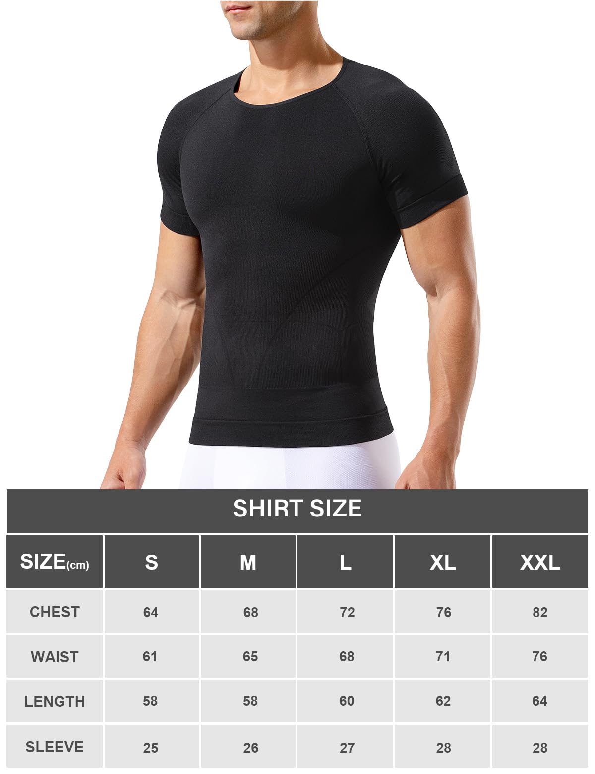 Casey Kevin Camiseta Compresión Hombre, Faja Reductora Hombre Adelgazante, Manga Corta Moldeadora Shapewear Secado Rápido para Gimnasio, Fitness, Deporte — view 7