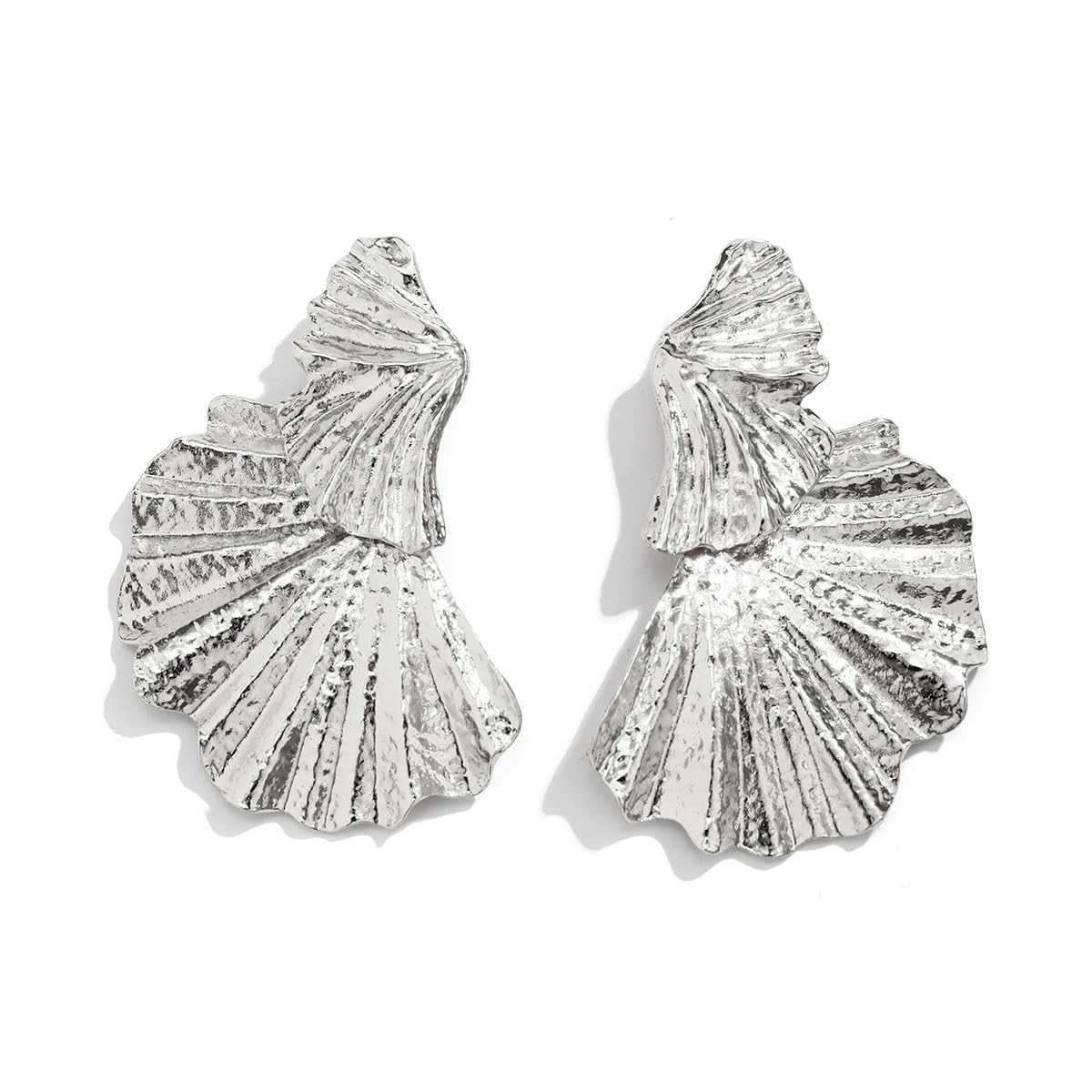 QUECY® Metal Frilled Pattern Quirky Dangler Earrings for Women - Silver Colour (B0CPHPZ7HK) Amazon Price History, Amazon Price Tracker