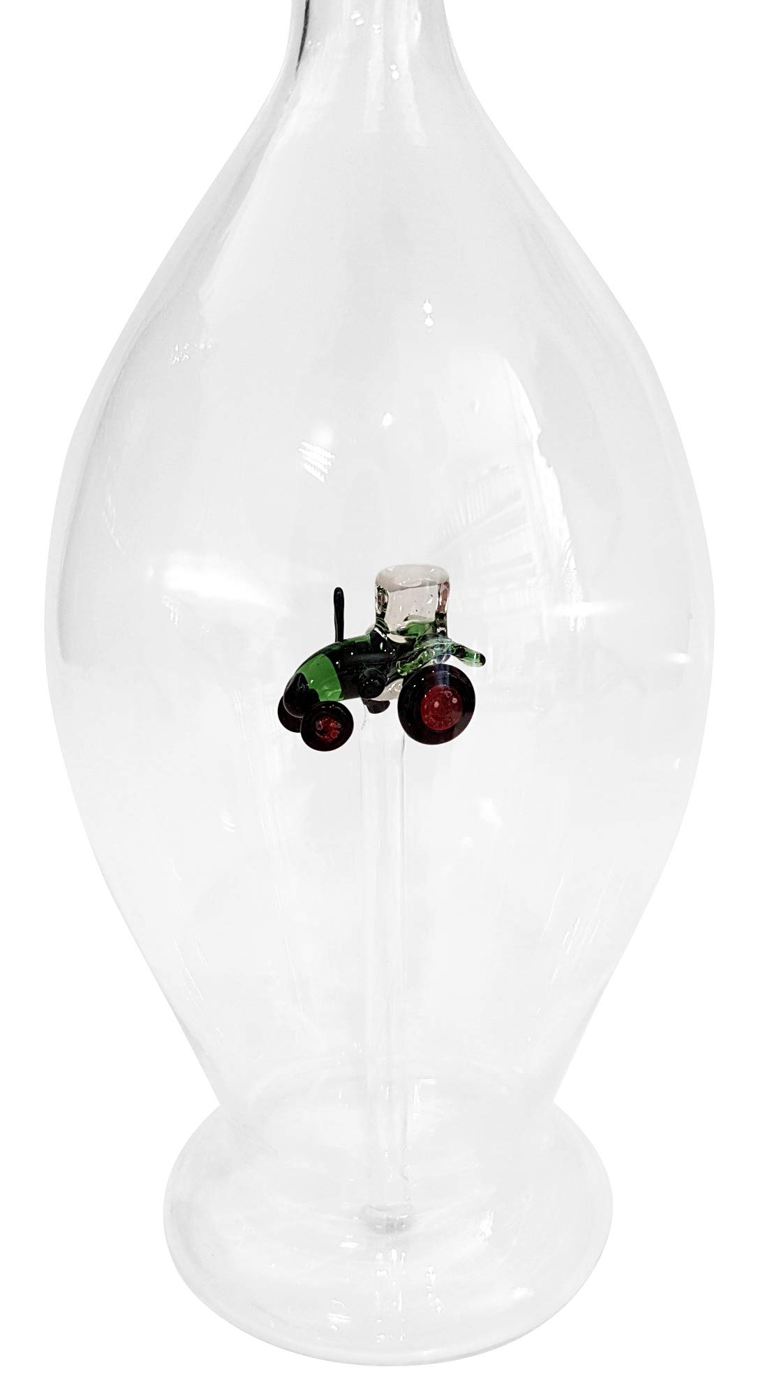 Caraffe Bouteille Decanter en Verre Cristal soufflé a la Bouche Forme Ovale avec Un Tracteur en Verre coloré, capacité 0,5 Litre, Hauteur env. 30 cm