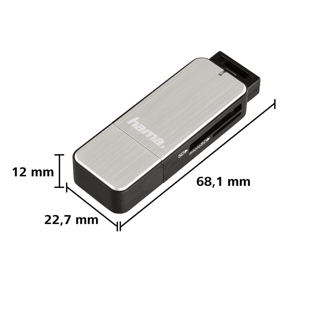 Hama czytnik kart pamięci USB 3.0 A (adapter micro SD, karty SD, microSD, microSDHC, microSDXC, do 5 Gbit/s) srebrny