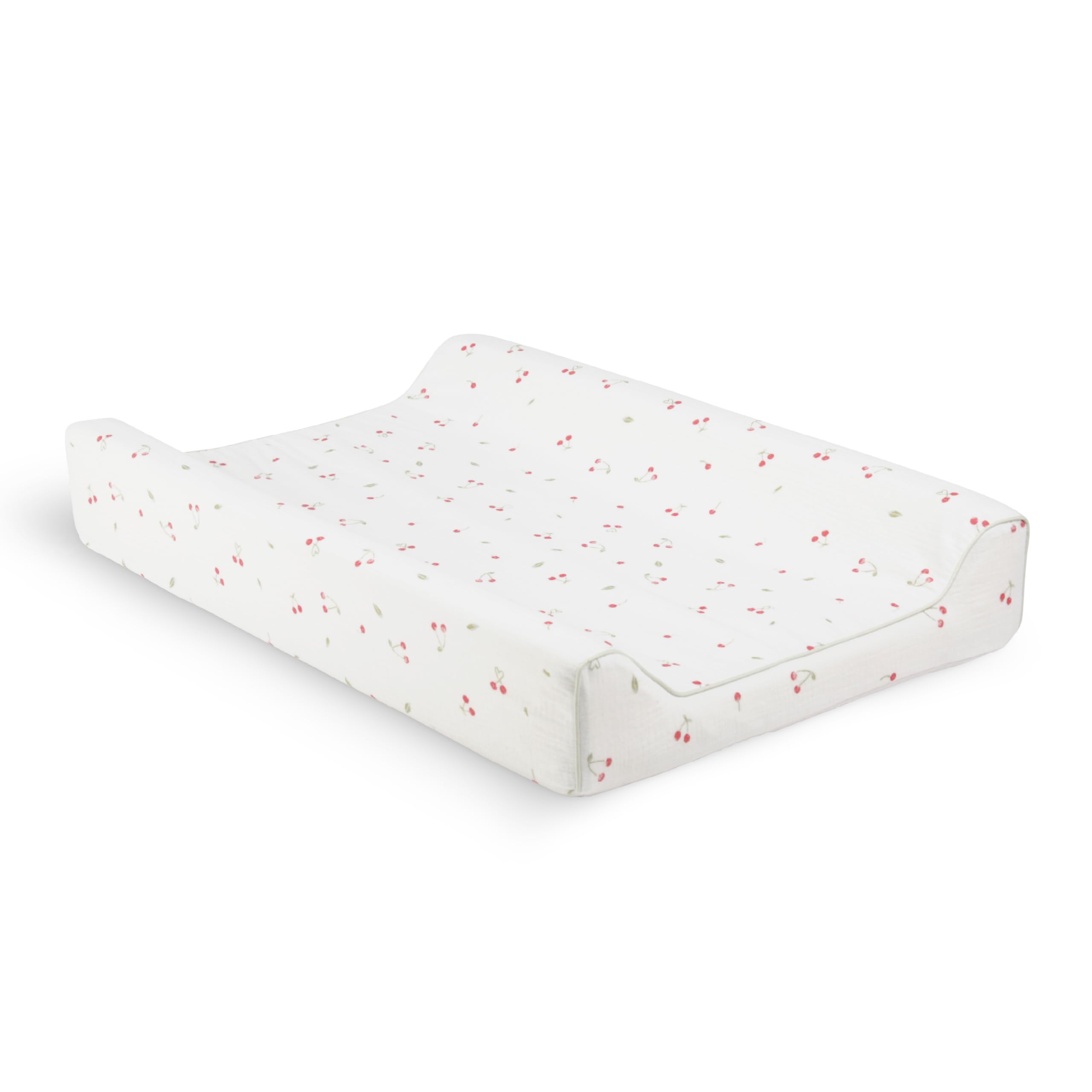 CuddleCo Wedge Changing Mat in Ditsy Cherry - Baby Changing Mat with Memory Foam Layer, Anti Roll Feature, Non-Slip Base, Water-Repellent & Washable Cover - Ideal for Parents' Nursery Needs
