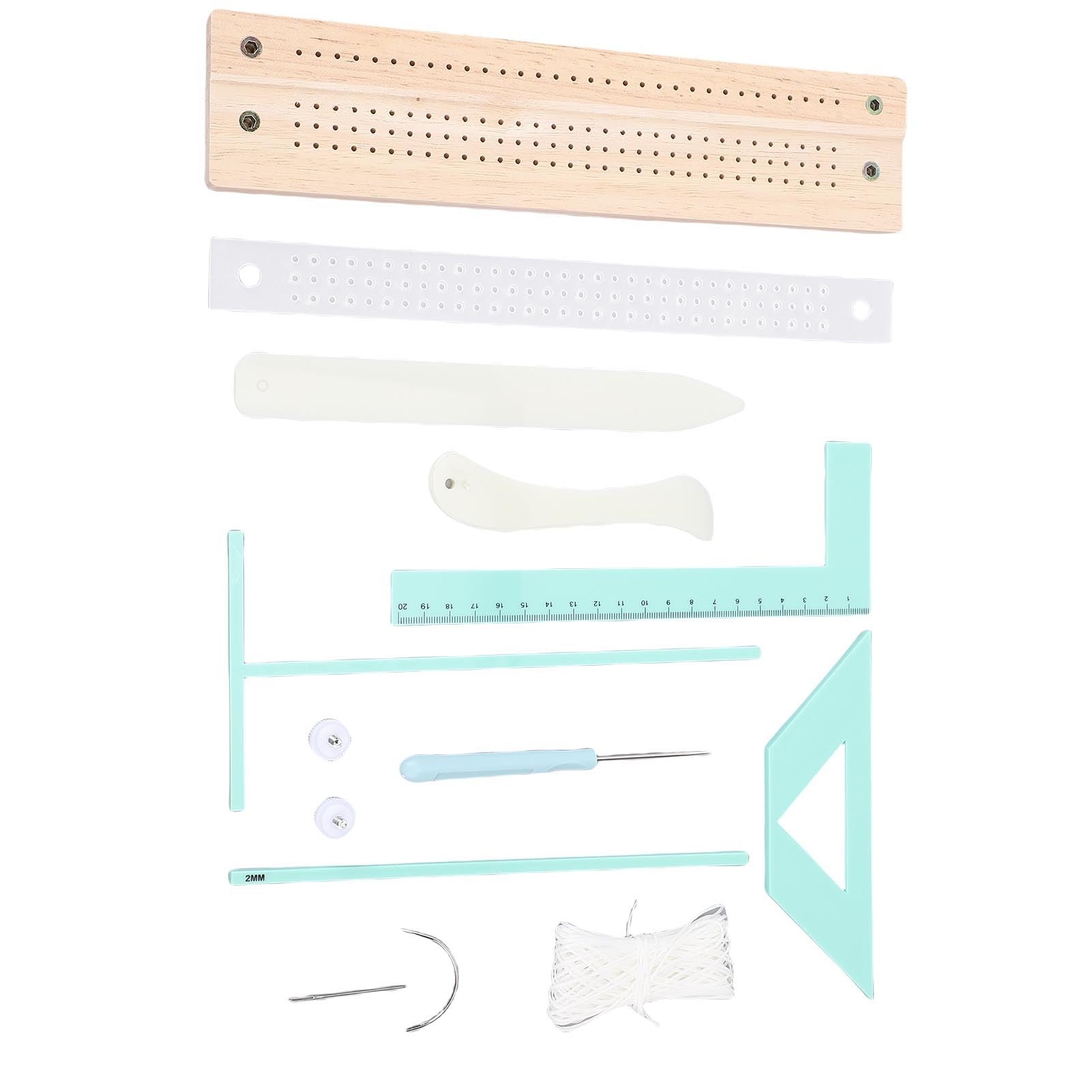 Sorandy Kit de Encuadernación de Libros, Herramientas de Encuadernación de Libros Establecidas con Base de Madera, Barra de Prensa Transparente, Reglas de Posicionamiento y Componentes de Estampado,