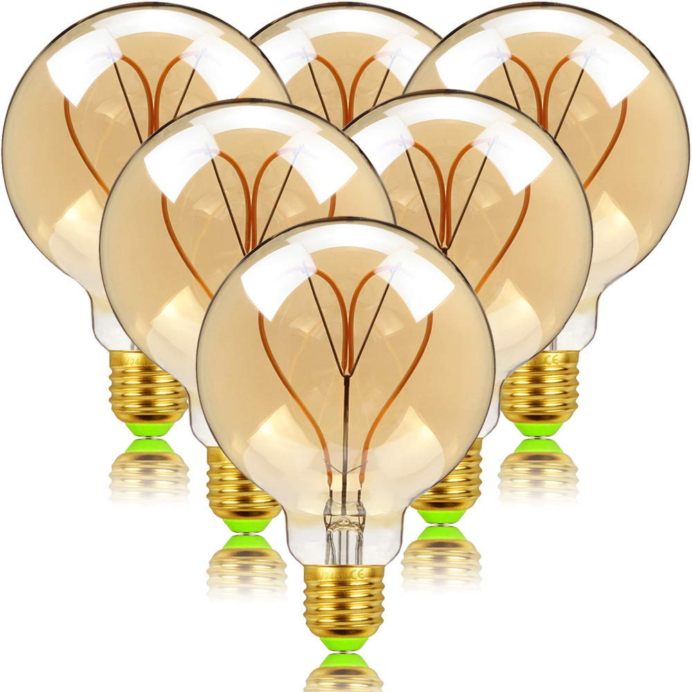 G95 LED Edison antico lampada della lampadina Vintage globo lampadina Amore Edison LED dimmerabili filamento Ambra 220V 4W Vecchio stile lampadina stile decorativo,D'oro,6pcs