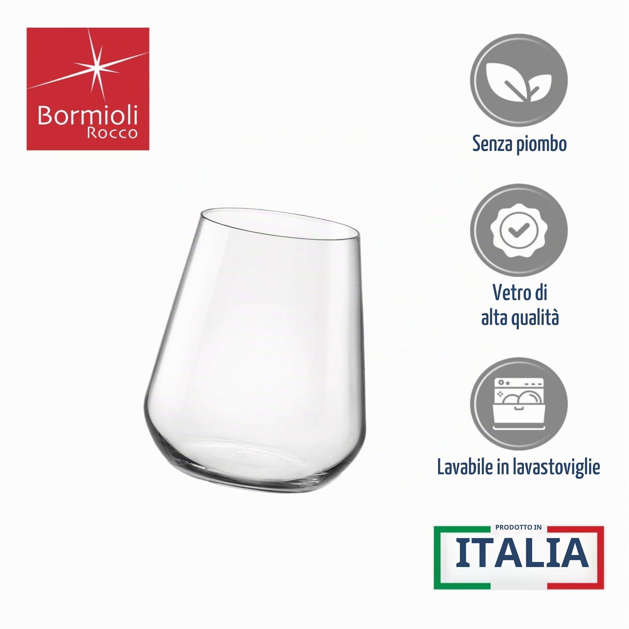 Bormioli Rocco - Inalto Bicchiere in Vetro Trasparente, 44 cl, Confezione da 6 Pezzi