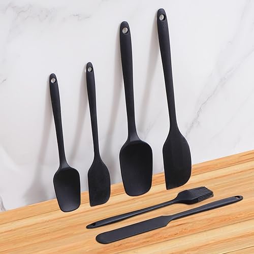 Miniatura 4 de Juego de 6 espátulas de silicona resistentes al calor, diseño sin costuras, espátulas de goma de silicona perfectas para cocinar, mezclar y hornear,