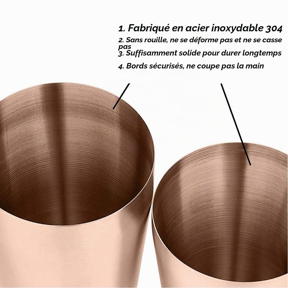 Boston Shaker Robuste En Acier Inoxydable Cocktail Cup Shaker Bar Maison Cuisine Outil(rose d'or)