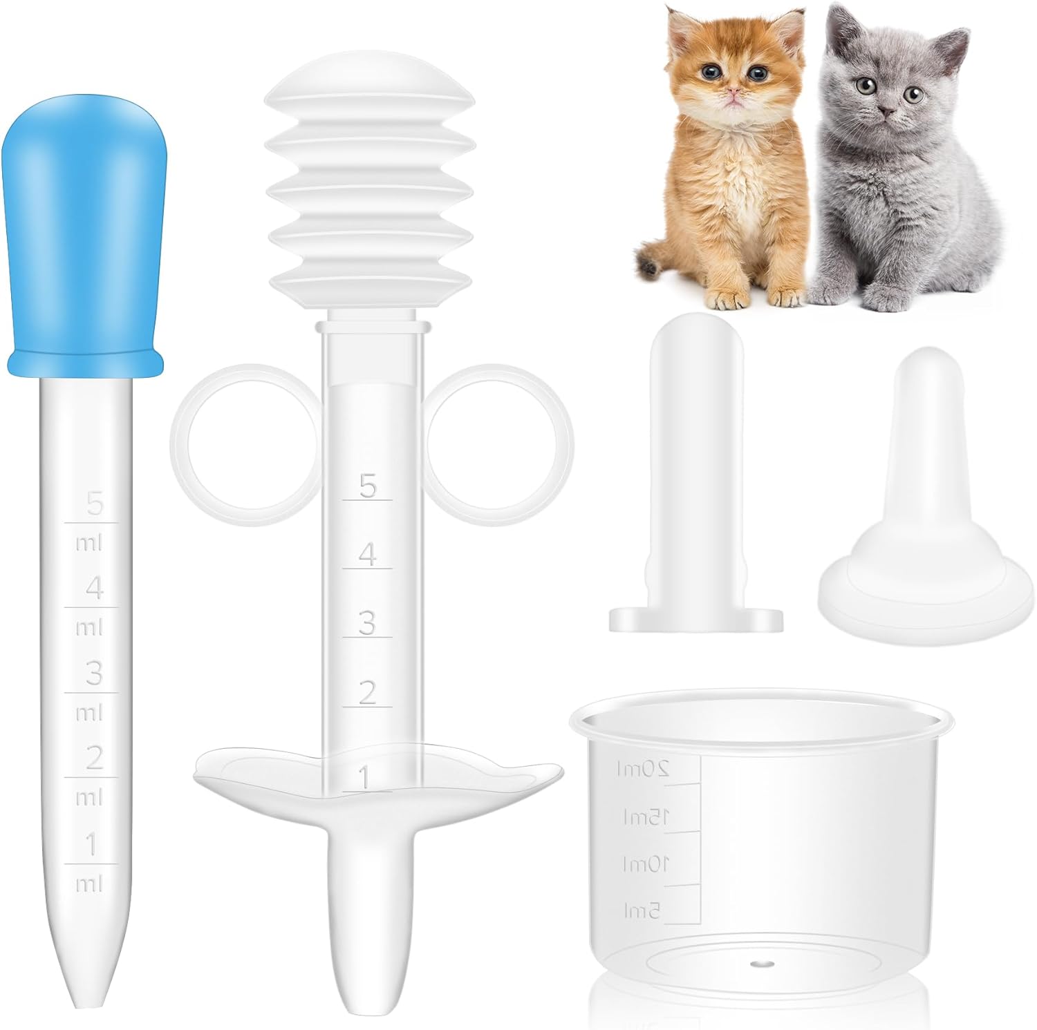 Pet Nursing Bottle Kit, Pet Liquid Feeding with Soft Tip, Nursing Feeder Oral Syringe, Milk and Medicine for Newborn Kittens, Puppies, Rabbits, Small Animals