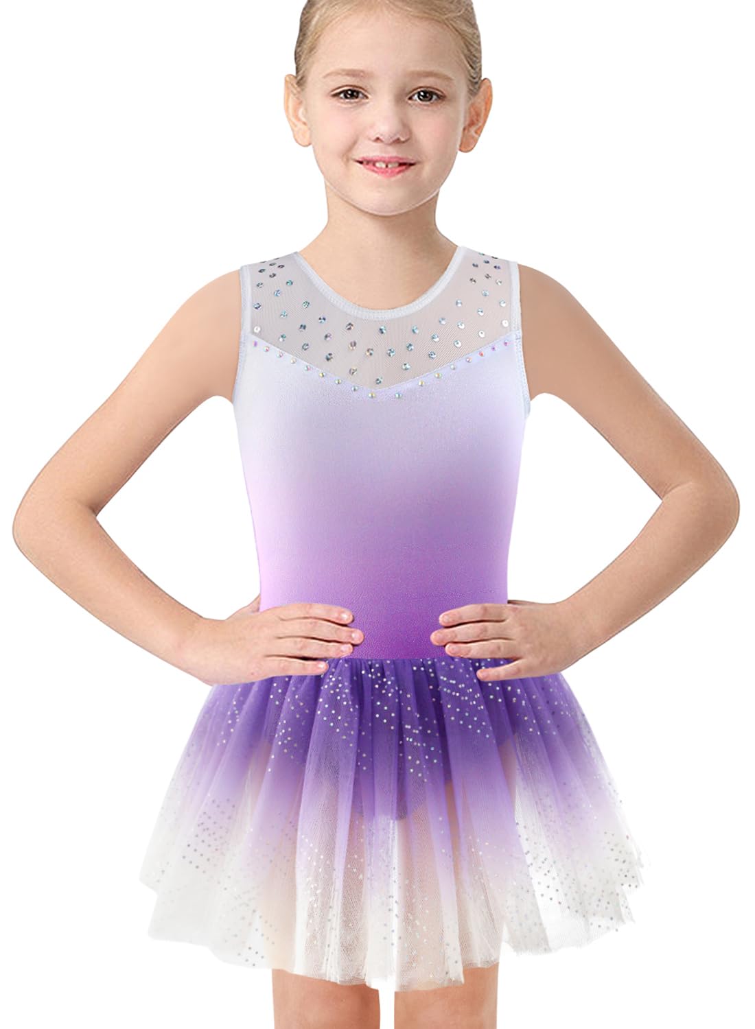Belovance Toddler Ballet Leotard for Girls Gymnastics Dance Dress Flutter  Sleeve Skirt Balck Purple Pink Ballet Tutu Outfit