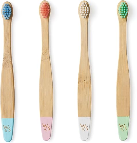 Miniatura 10 de Wild & Stone Cepillos de dientes orgánicos de bambú para bebés, paquete de 4, cerdas suaves, mango 100% compostable, sin BPA, cepillos de dientes