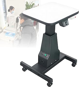 Optical Lifting Table Motorized Instrument Desk, Optometry Motorized Table Lifting Table for Easy Height Adjustment 25.632.3in, with Large-Capacity Drawers Black