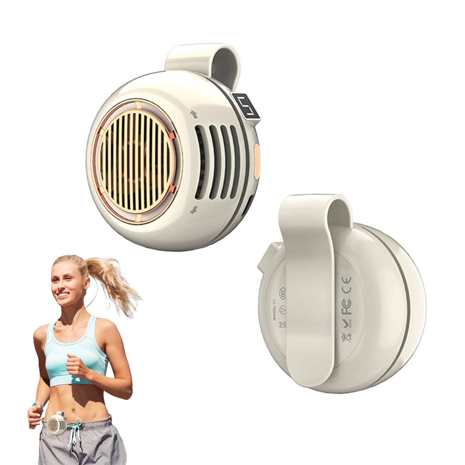 Mini ventilatore silenzioso senza pale portatile con clip, ventilatore a mani libere ricaricabile, 5 velocità, 1000 mAh, per viaggi, ufficio, camicia, regalo estivo per gli amanti del pieno