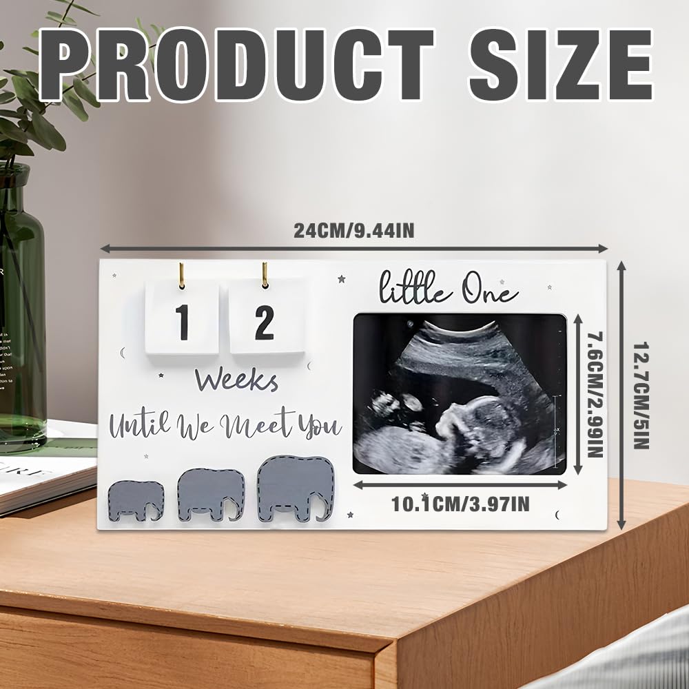 XEERUN Baby Scan Photo Frames, 9.5'' x 5'' Baby Sonogram Picture Frame Countdown Weeks, Baby Ultrasound Picture Frame - Image 2