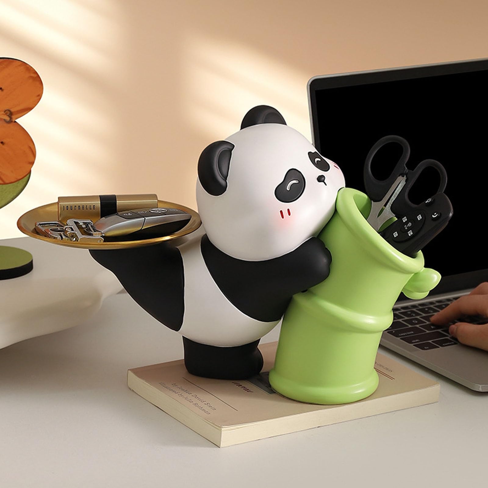 Taca na klucze Panda, kreatywny materiał żywiczny Taca na drobiazgi na biurko, Taca Rzeźba pandy z żywicy, Taca na klucze do przechowywania biżuterii w przedpokoju, Ozdoba Salon