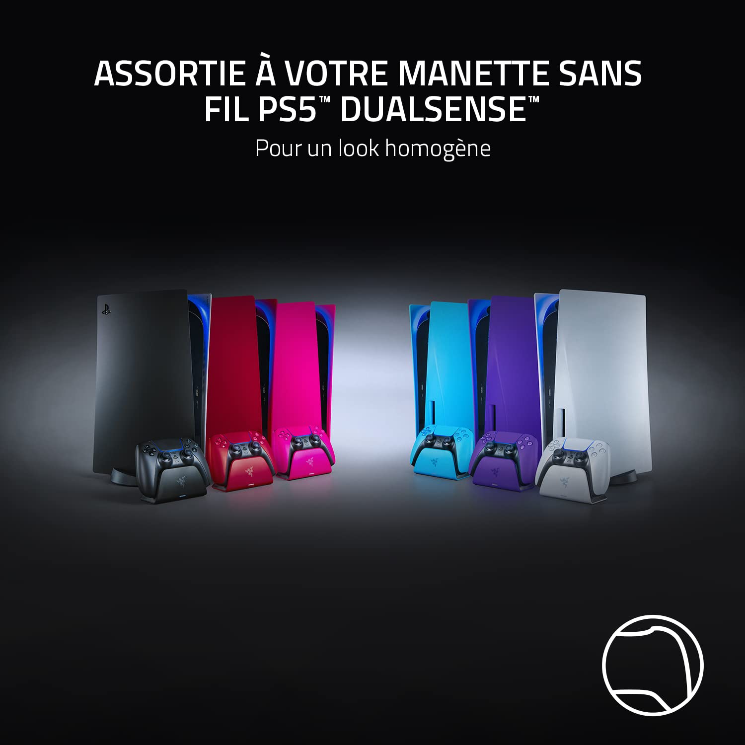 Razer Quick Charging Stand - pour Manette PS5 (Charge Rapide, Alimentation par USB, Navigation à Une Main) Rose