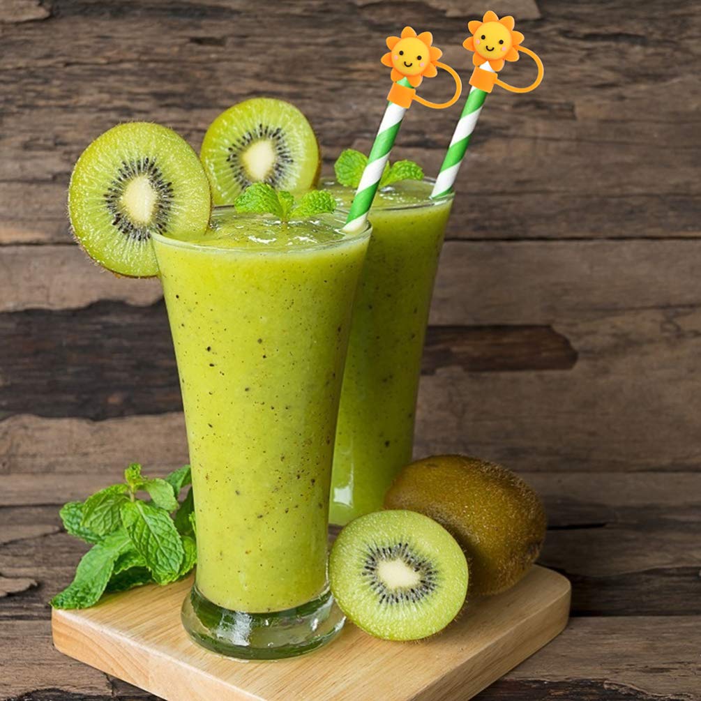 NOLITOY 2pcs Creative Silicone Straw Caps Adorable Sun for Straws Fun Drink Accessories Wear-resistant and Decorative Protectors