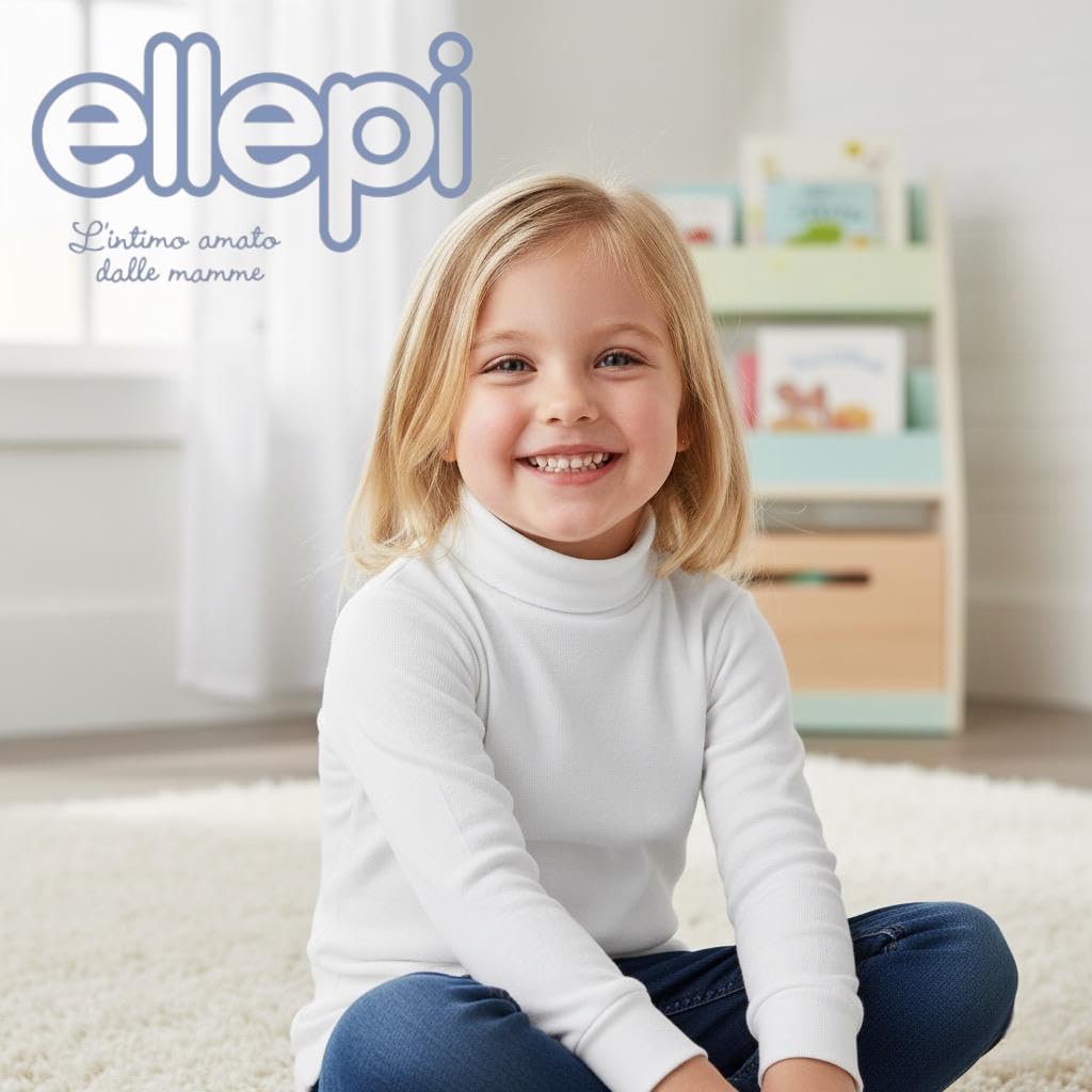 Ellepi Lot de 3 Maillots Fille à Manches Longues en 100% Coton Chaud