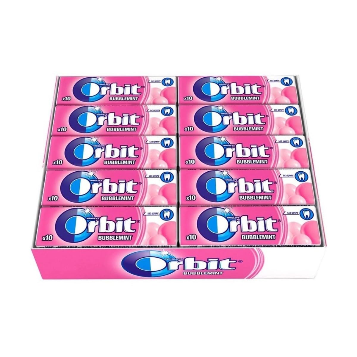 ORBIT BUBBLEMINT SIN AZUCAR GRAGEAS 30 x 10