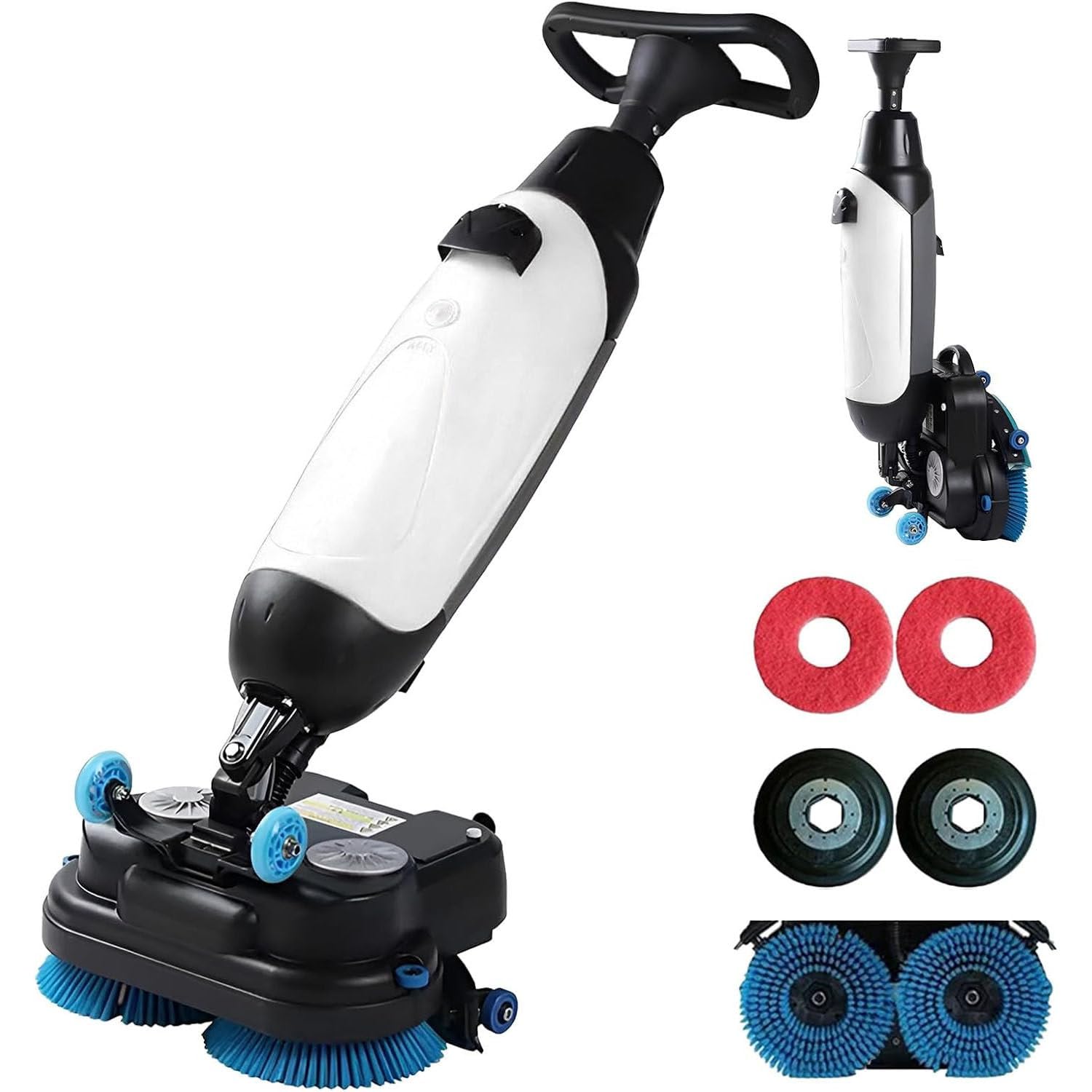 Limpiador De Pisos Con Cepillo Giratorio De 360°, Fregona De 360 ​​rpm, Minifregadora, Capacidad De Limpieza 1200 M²/H, Limpieza Profunda Potente Para Espacios Comerciales, Hospitales, Escuelas White