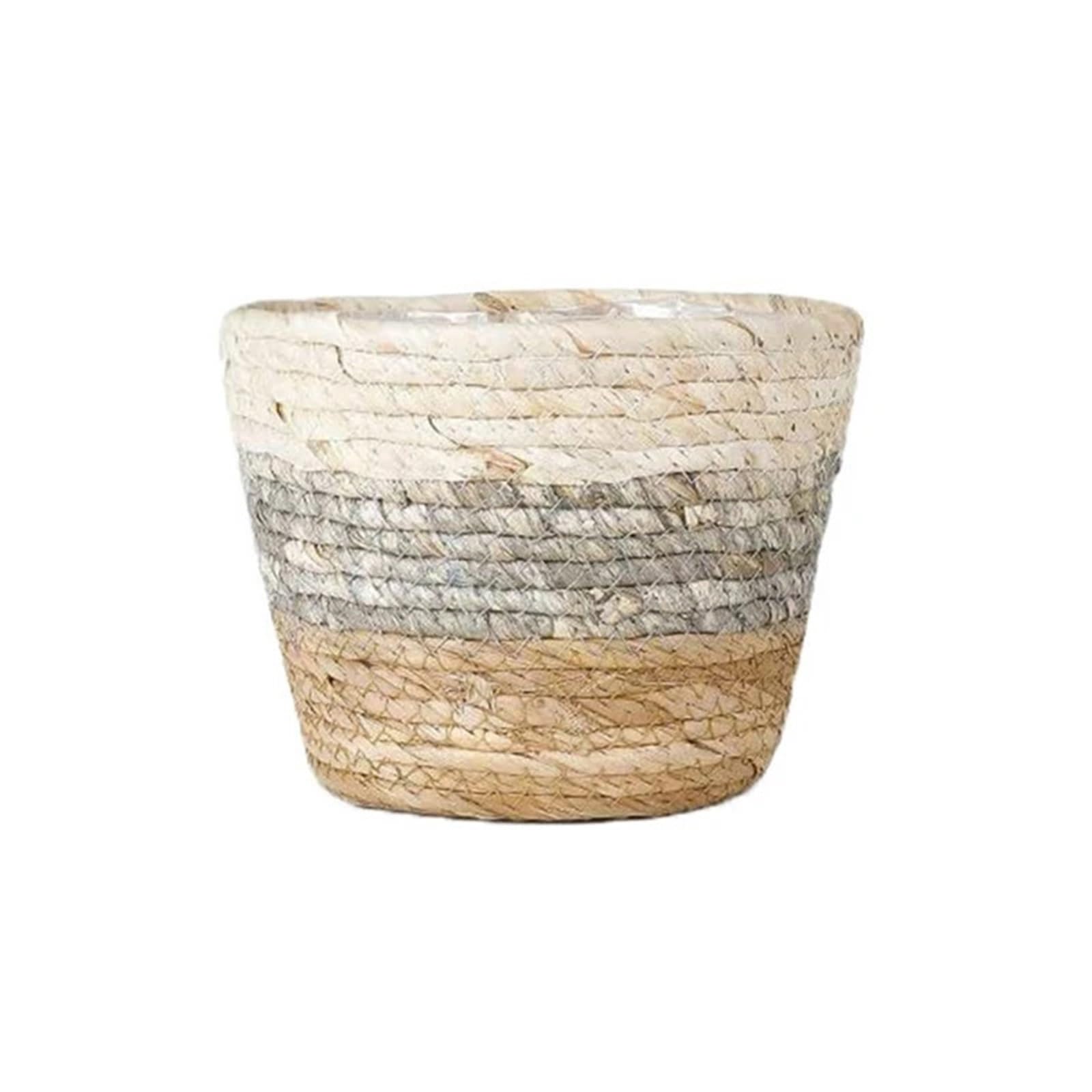 DUNSBY Woven Planter 3pcs Seagrass Plant Basket Woven Plants Pots Indoor Planter With Plastic Liners Decorative Flower Pot For Outdoor(L)