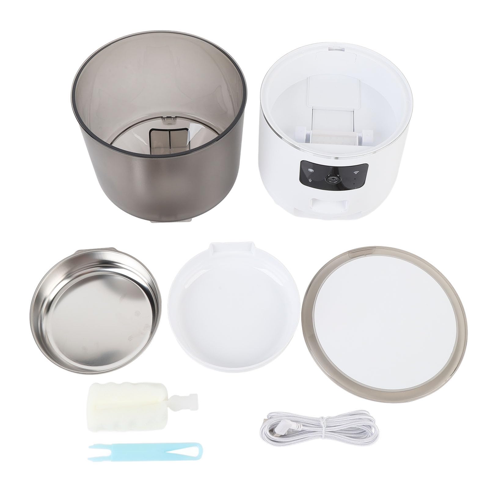 Cryfokt Automatyczny Karmnik dla Zwierząt Domowych, Bezprzewodowy Dozownik Suchej Karmy 4L USB z Timerem Inteligentny Karmnik dla Kotów z funkcją Przypomnienia o Aplikacji Kotów Psy Karmienie (WHITE)