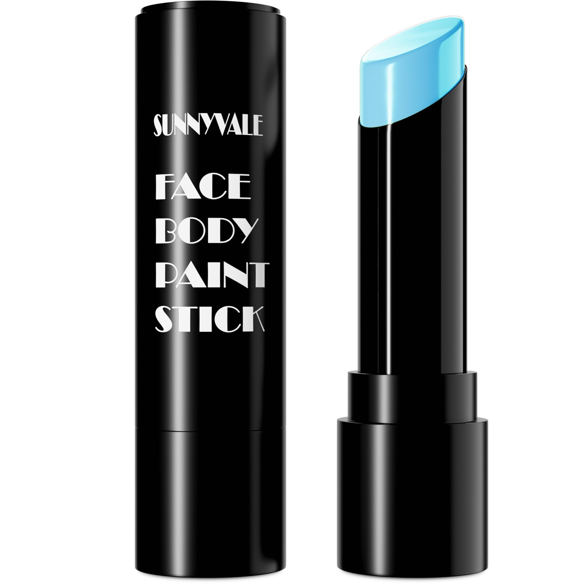 SUNNYVALE Halloween Light Blue Face Body Paint Stick Crea,Sweatproof Eye Black for Adults Sports, Hypoallergenic Grease Foundation Makeup for Nightmare Corpse Bride Avatar Sally Cosplay Costume