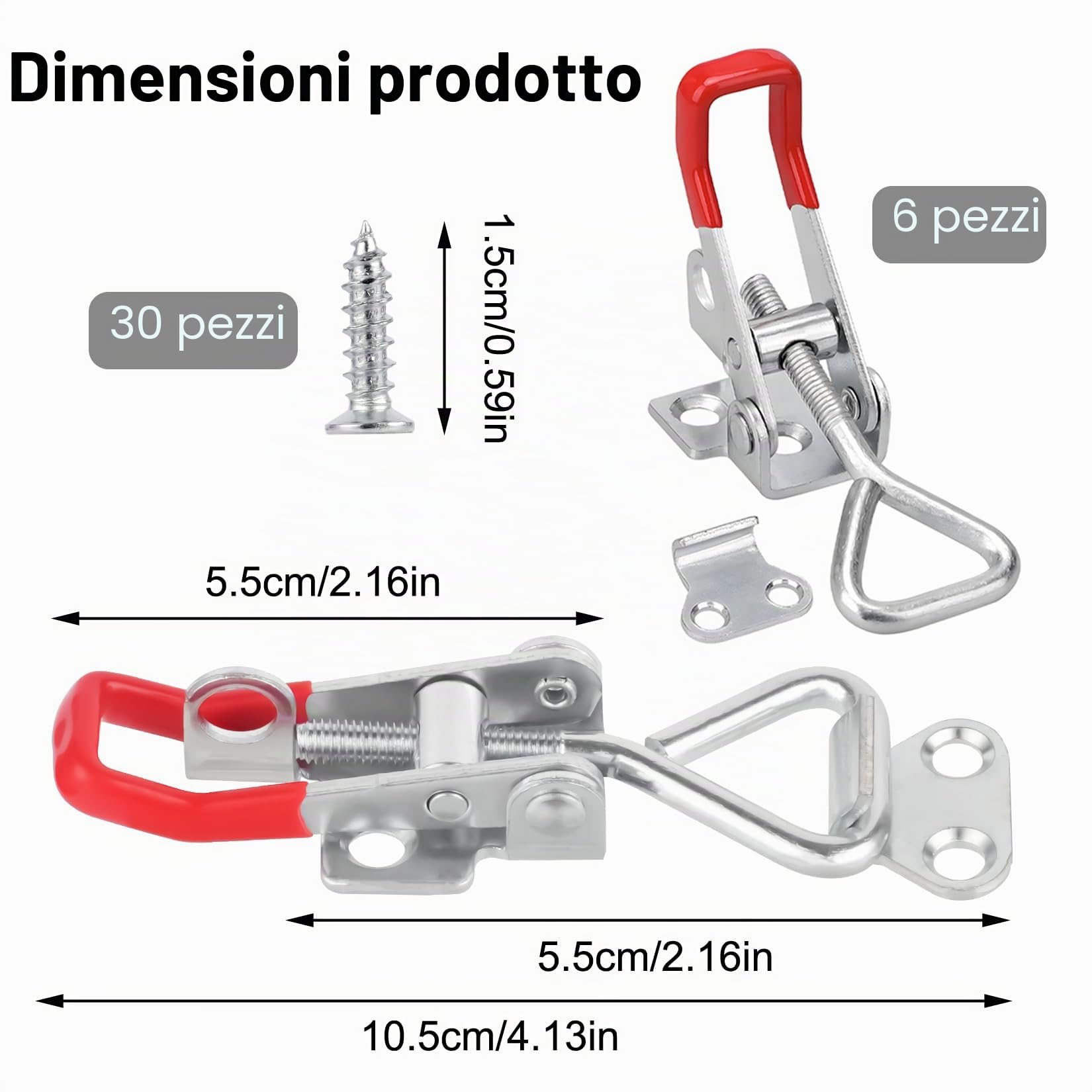 Chiusura a Leva Regolabile, 6 Pz Morsetti a Ginocchiera Chiavistello Regolabili, Morsetto in Metallo, Bloccaggio Chiusura a Ginocchiera a Tensione, Ganci a Blocco Leva per Scatole Armadio(100 kg)